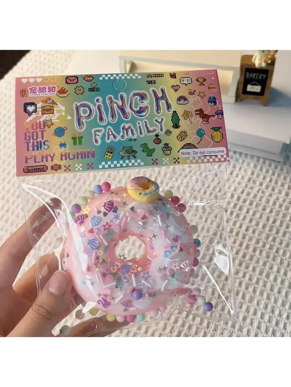Lot of 6 Pink Taba Donut Squishy Sensory Toy Pastel Stress Relief